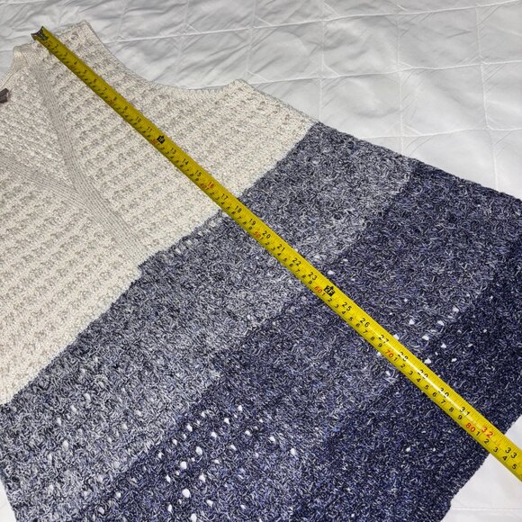 Chico’s Open Knit Ombre Sleeveless Cardigan‎ Vest Blue Gray Cream Medium/Large - Picture 8 of 12